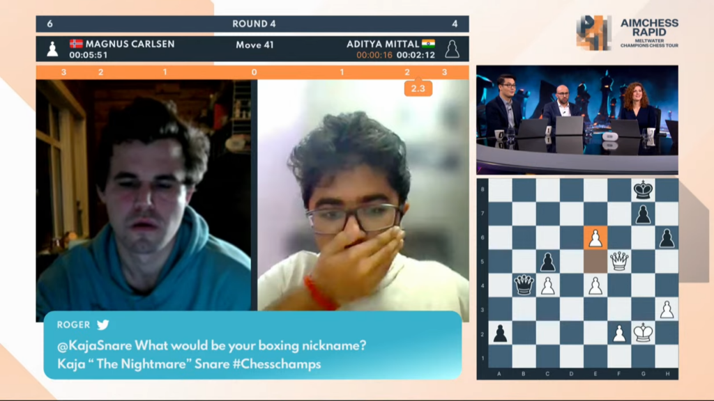 Uzbek leads as Carlsen escapes defeat to Aditya Mittal - Meltwater  Champions Chess Tour 2022